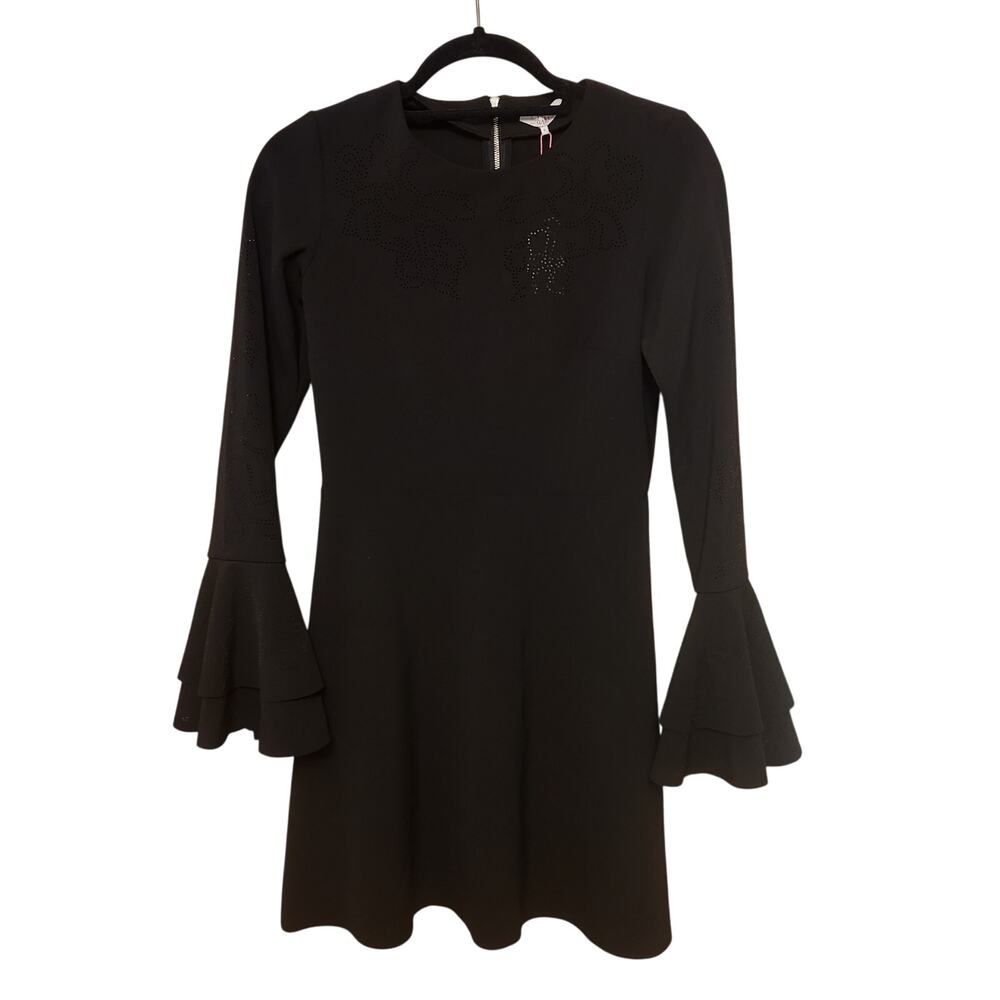 Parker Black Orlando Fit & Flare Long Sleeve Dress Size 0